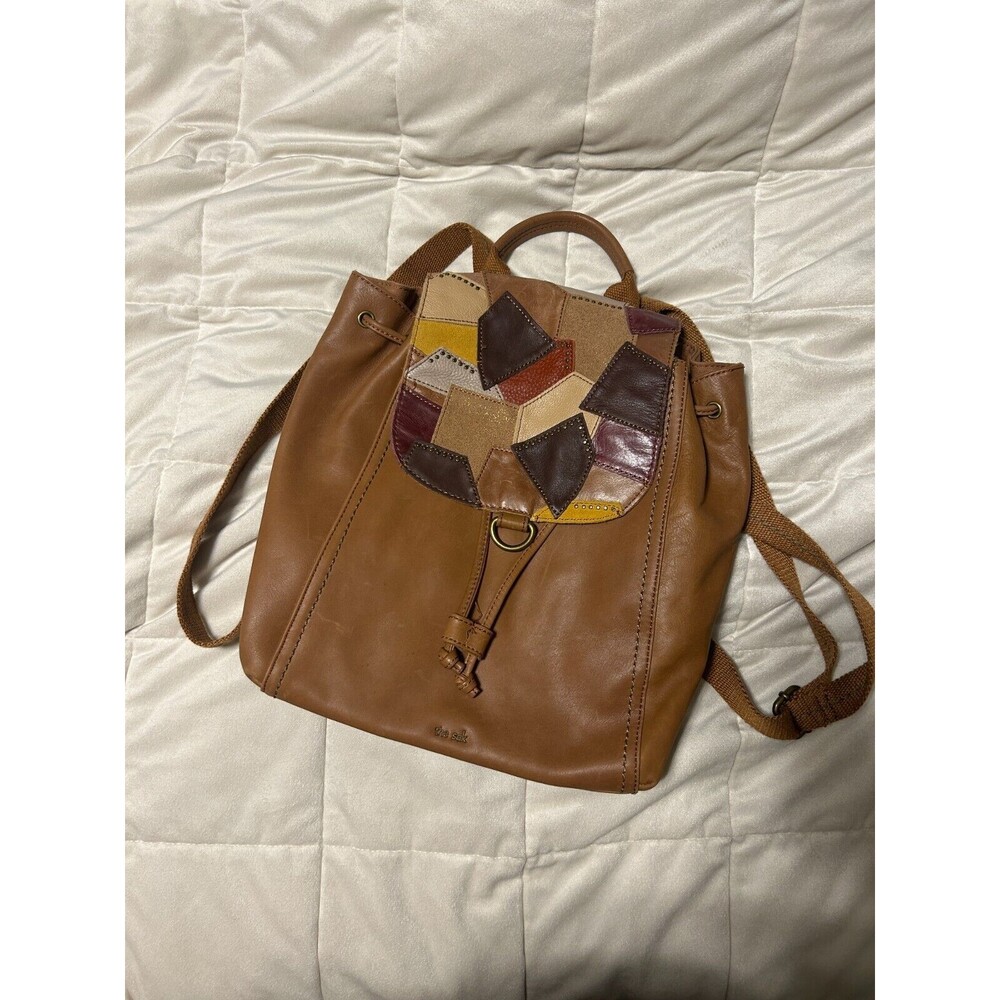 The Sak Womens Avalon Leather Convertible Backpack Purse Bag Brown Patchwork
